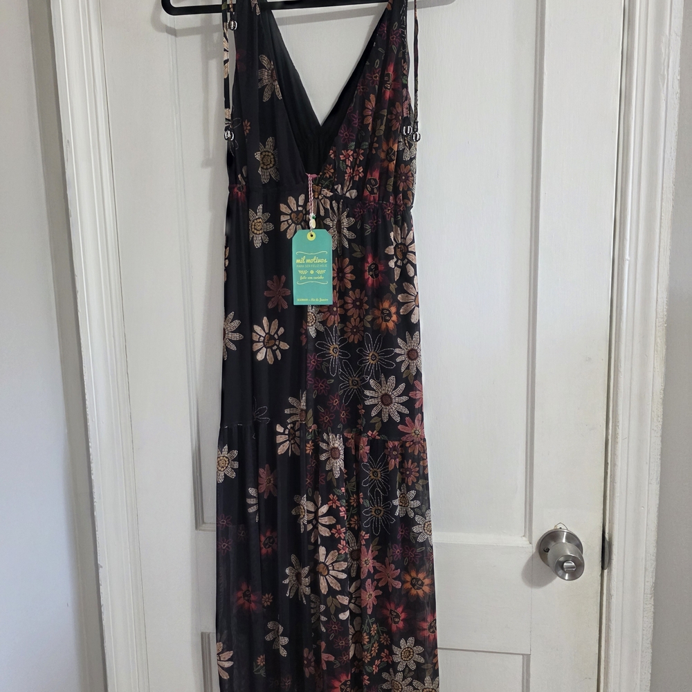 FARM Rio Floral Maxi Dress - Black and Pink